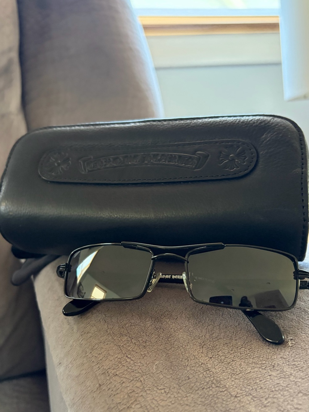 VINTAGE Chrome Hearts Johnson sunglasses with Black Leather Case